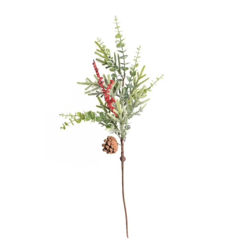 Galhos decorativo natalino grande folhas E pinha 64CM
