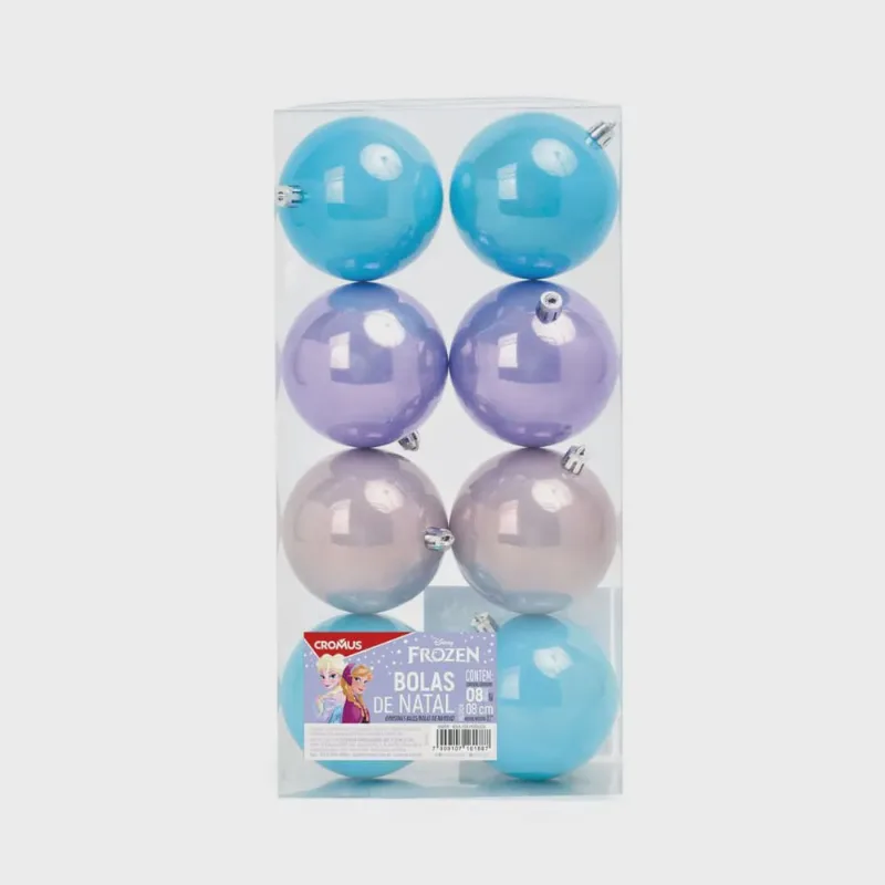Kit 8 Bolas de Natal Lisa Perolada Frozen 8cm Sortido 1046176 - Cromus