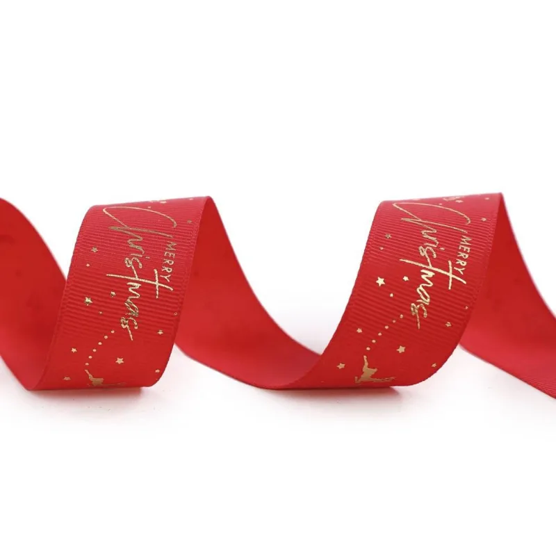 Fita trabalhada vermelho E branco merry christmas 2,5CM