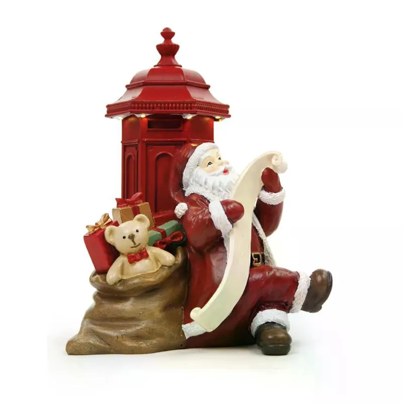 Escultura cx correio c/led E papai noel clr 3AAA