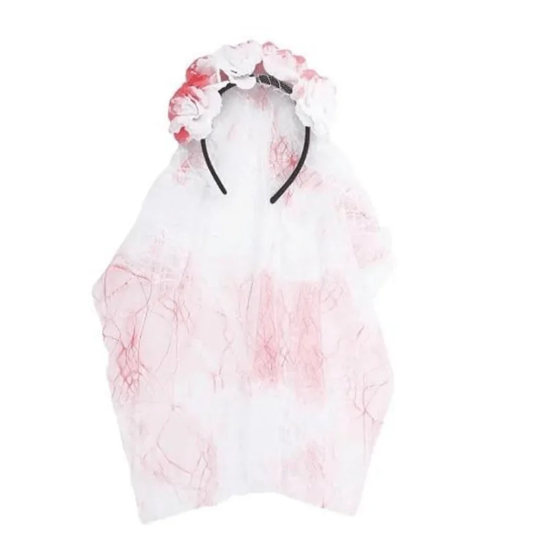 Tiara Noiva com Flores e Sangue Halloween