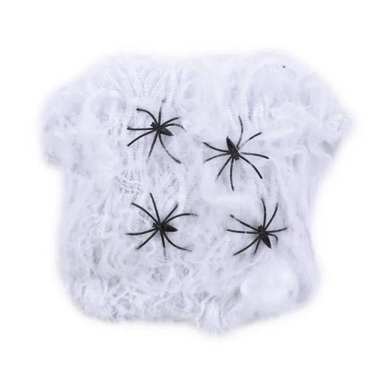 Teia branca com 4 aranhas halloween 60G