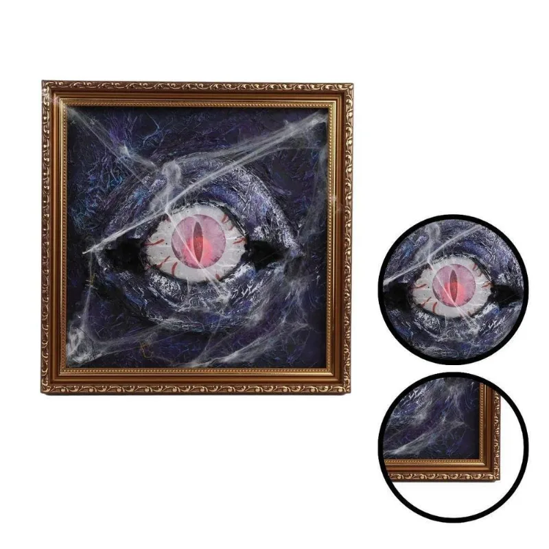 Quadro Olho Sombrio Decoração Halloween Com Led