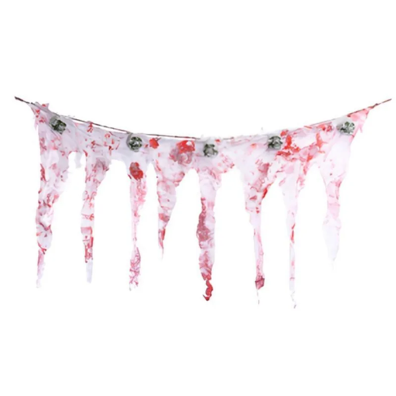 Faixa Decorativa Halloween Manchas De Sangue Com Caveiras