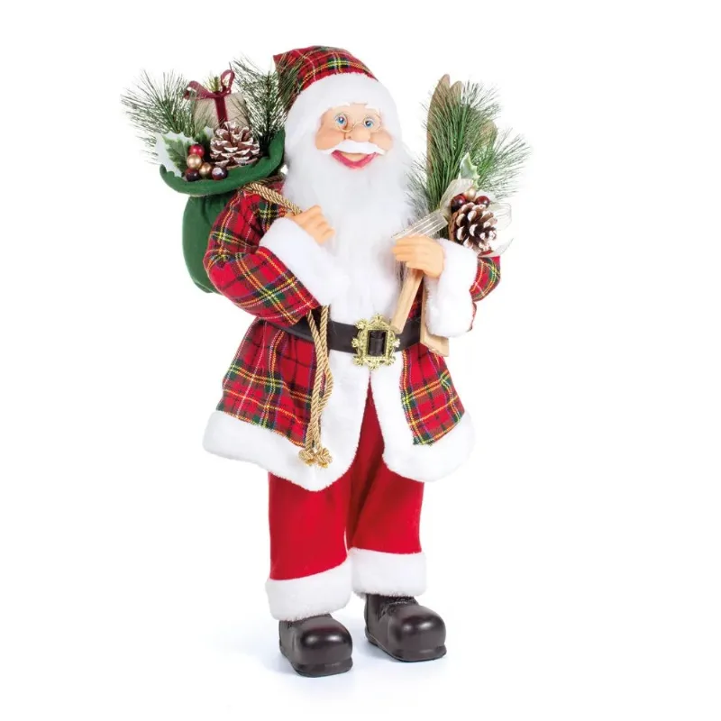Papai Noel Com Ski Vermelho, Branco E Verde Cromus 60cm