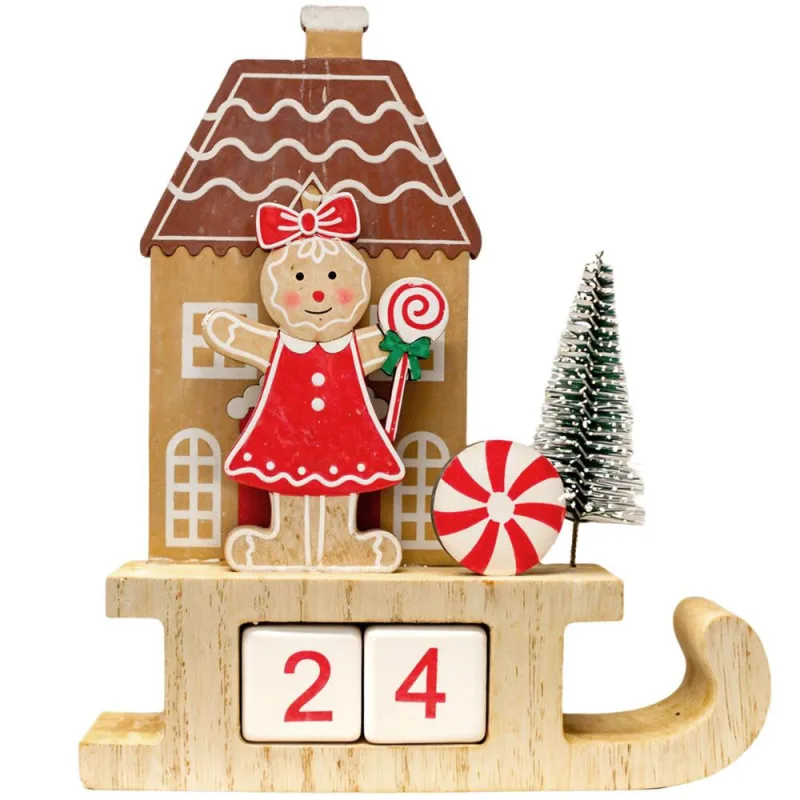 Calendário Decorativo de Natal Casinha de Madeira e Doces - Não Disponível - Papelaria
