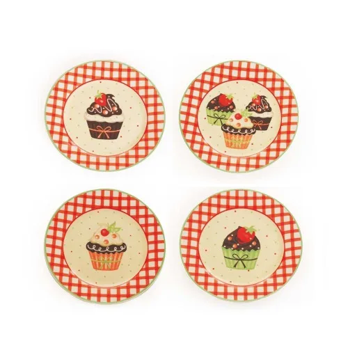 Jg.c/4 Pratos Cromus Bolinhos C/borda Pequeno - CROMUS - Bazar