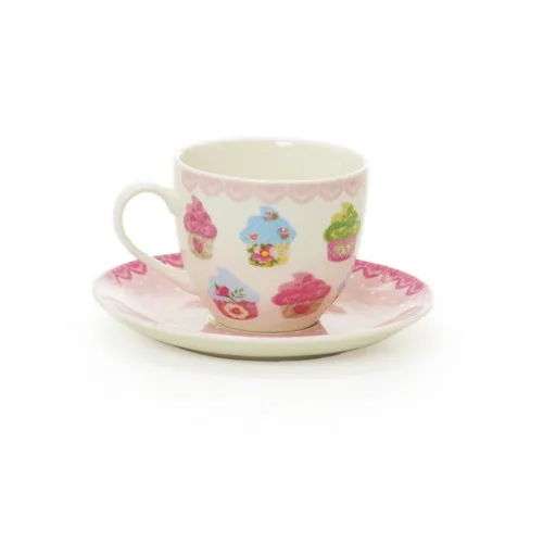 Conjunto.xicara Ceramica Cromus Cupcake Romantic C/poa - CROMUS - Mercearia