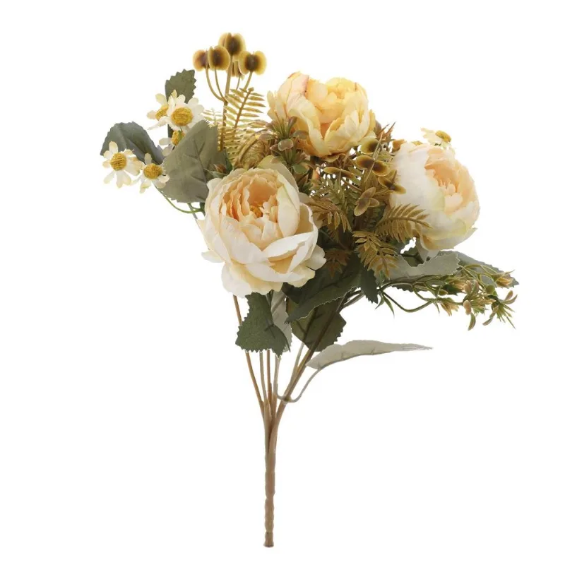 Buquê De Peonias Artificial Cromus 30cm Amarelo 1063090 (MP)