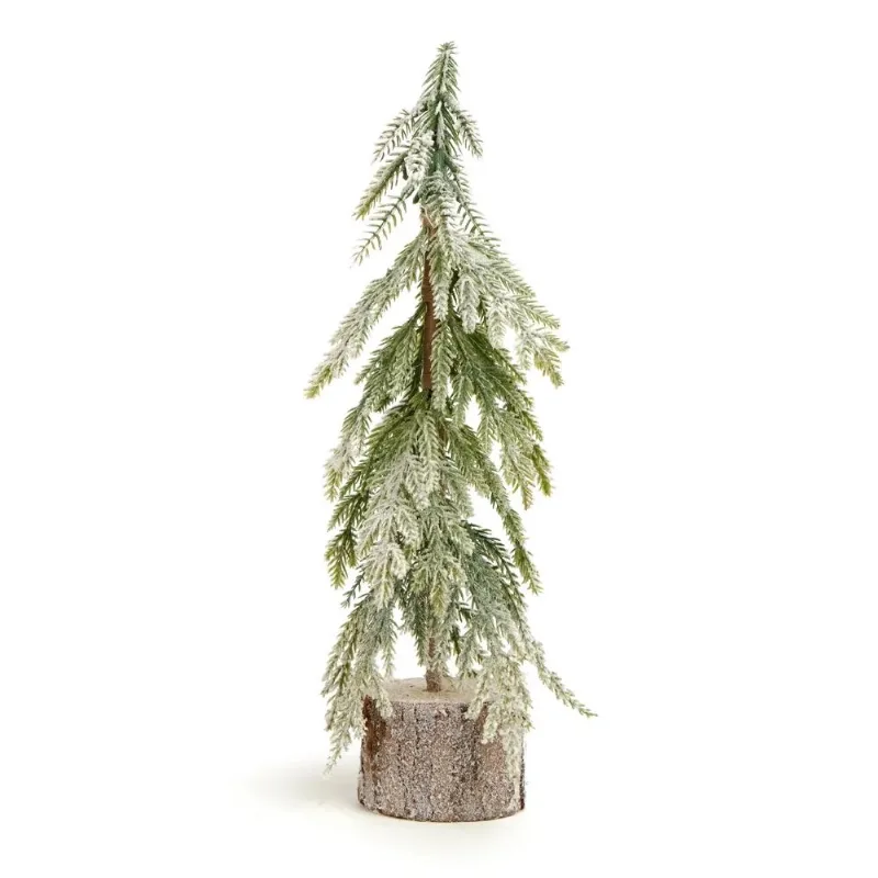 Mini Pinheiro Nevada Com Base Verde E Marrom Cromus 30cm