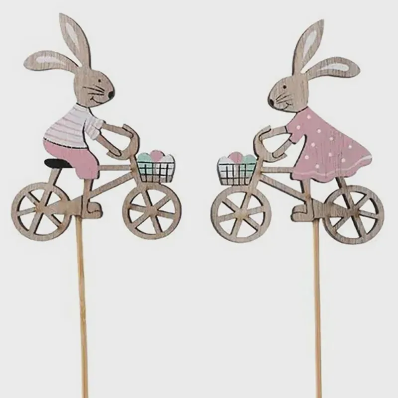 Pick Decorativo Páscoa Coelho na Bike 2 pçs 1021527 - Cromus