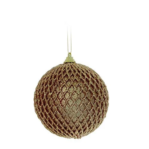 Bola Natal Cromus 10cm Ouro C/glitter Quadriculada - CROMUS - Mercearia