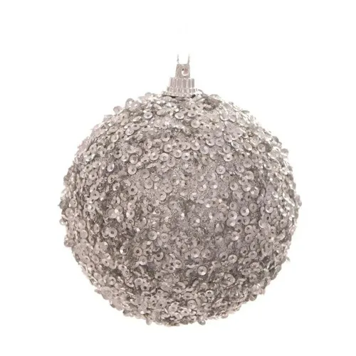 Bola Natal Cromus Prata 10cm C/6unidade Lantejoulas - CROMUS - Mercearia