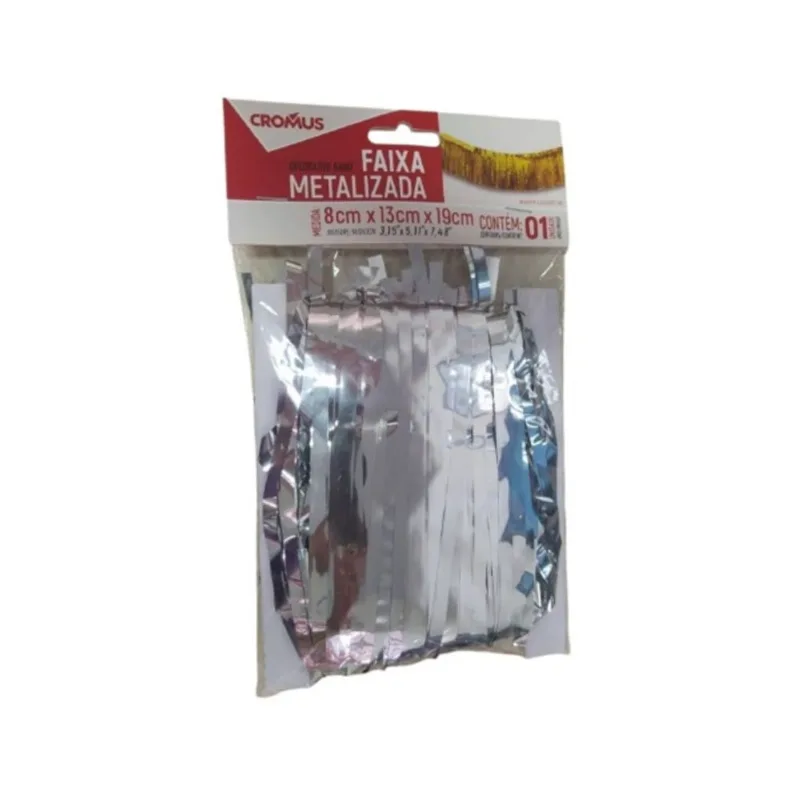 Faixa Metalizada Prata 8x13x19cm Cromus