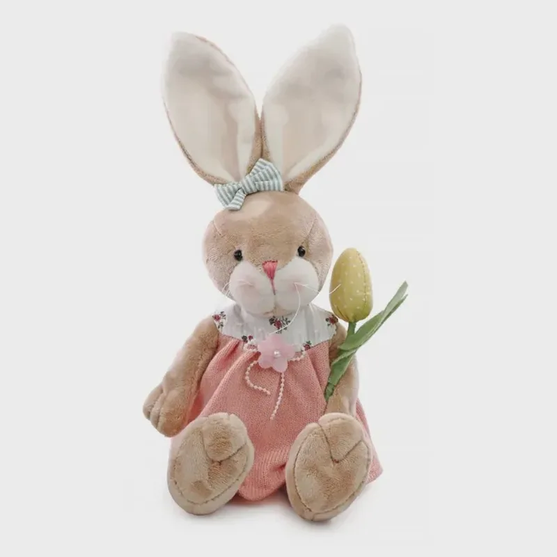 Coelha Decorativa Páscoa Sucrée com Flor Sentado 50cm Rosa 1066769 - Cromus