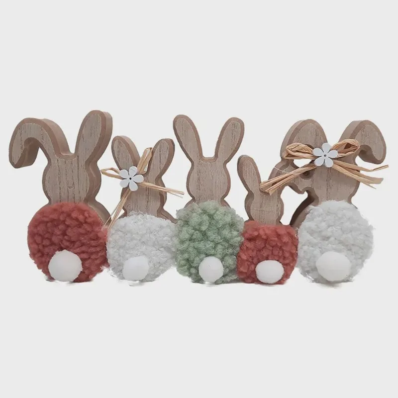 Enfeite de Mesa Coelhos Decorativo Páscoa em mdf 23cm 1066489 - Cromus
