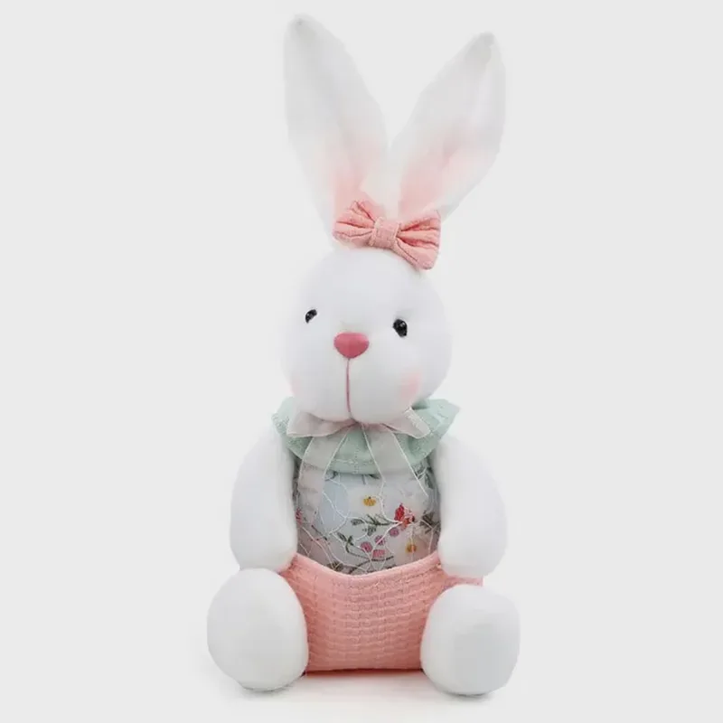 Coelha Decorativa Páscoa Floral Sentado 28cm Rosa 1067444 fem - Cromus