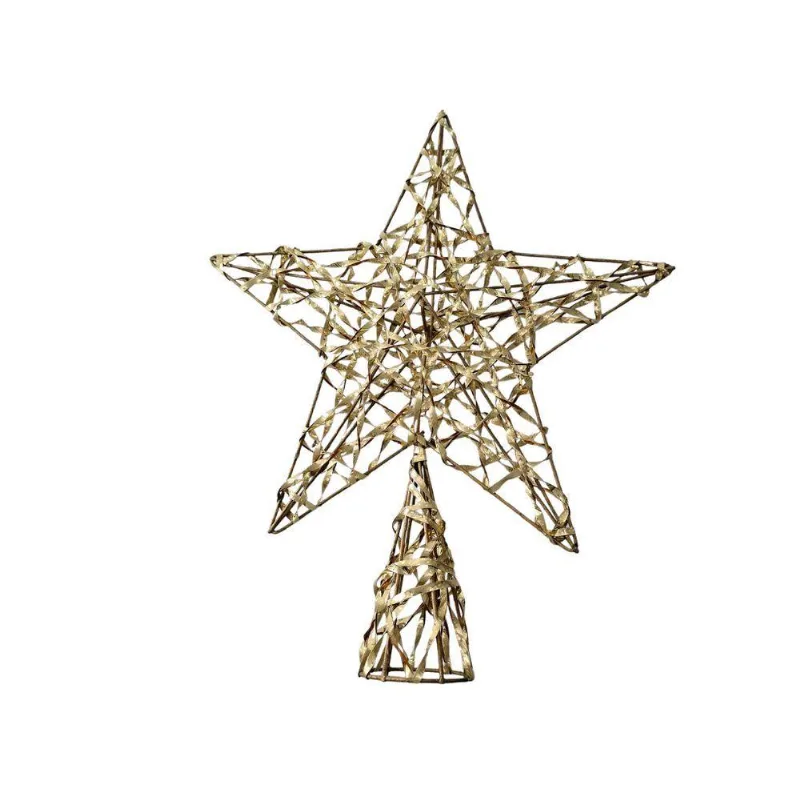 Estrela De Topo Para Árvore De Natal Aramada Copa Dupla Face Com Estrutura Em Metal Dourado Cromus