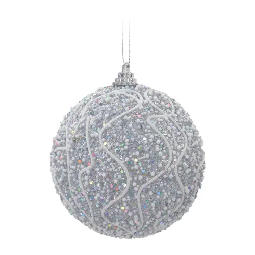 Bola Natal Cromus Prata Ondas 10cm C/6 - CROMUS - Mercearia