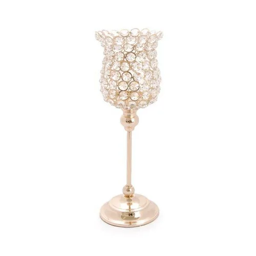 Porta Vela Cromus Ouro C/cristal Mod.04 - CRISTAL