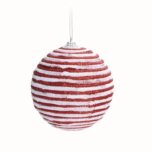 Bola Natal Cromus Espiral Verm/bco 10cm C/4 - CROMUS - Mercearia