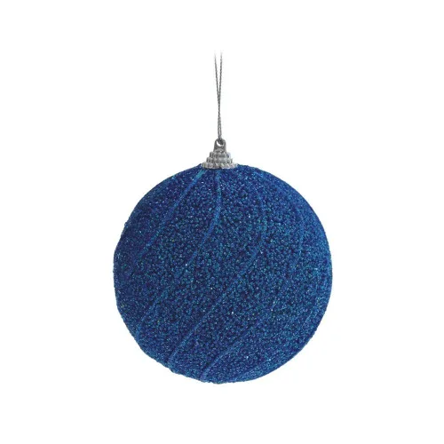 Bola Natal Cromus 10cm Gliter C/listras Azul - CROMUS - Mercearia