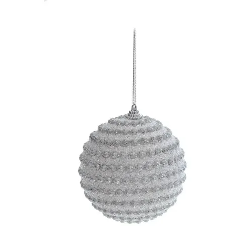 Bolas Natal Cromus 10cm C/6 Listras Branca - CROMUS