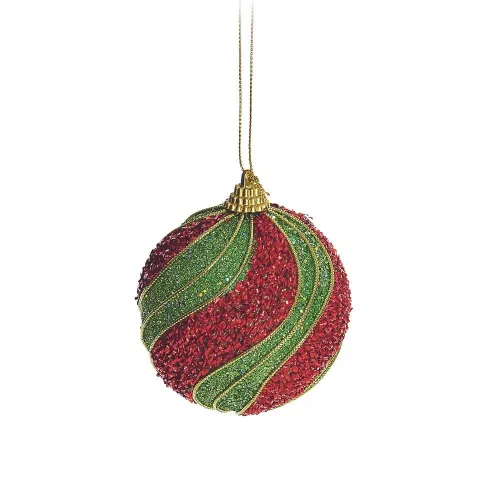 Bola Natal Cromus 8cm Gliter Listras Vm/ Vd - CROMUS