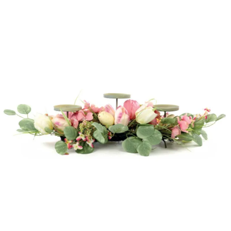 Porta Vela Com Flores E Ovos Fondant 68x24x12cm - 1 Un