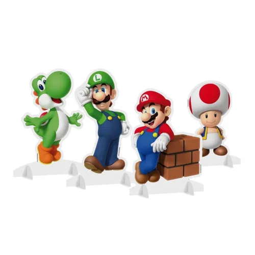 SUPER MARIO BROS SILHUETA DECORATIVA 04 UNIDADES NO MAGAZINE 25 DE MARÇO FESTAS - SUPER MARIO