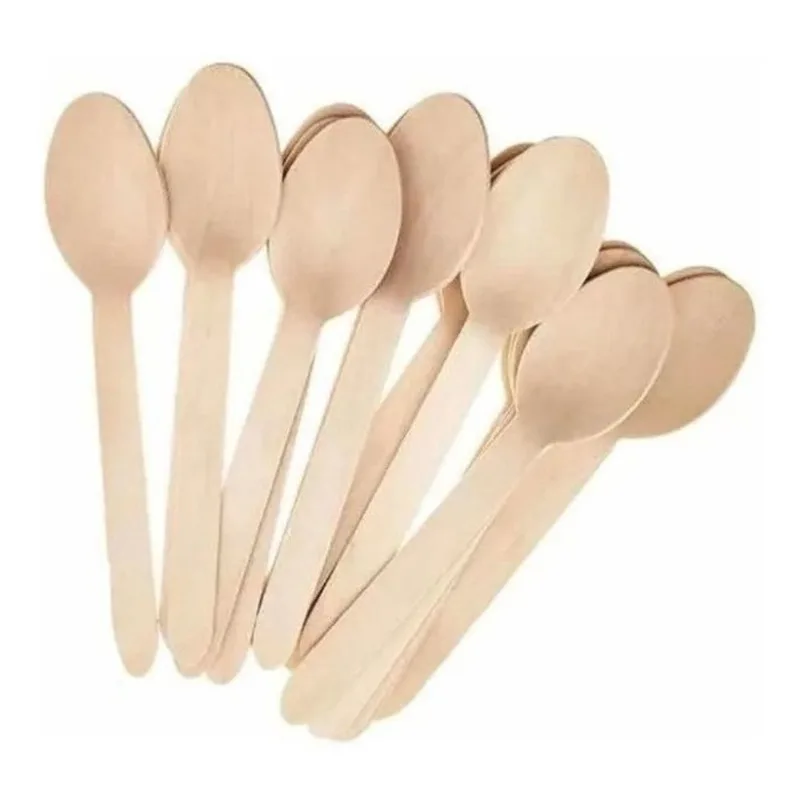 Colher Refeição 16cm Descartável Madeira 500un Biodegradável