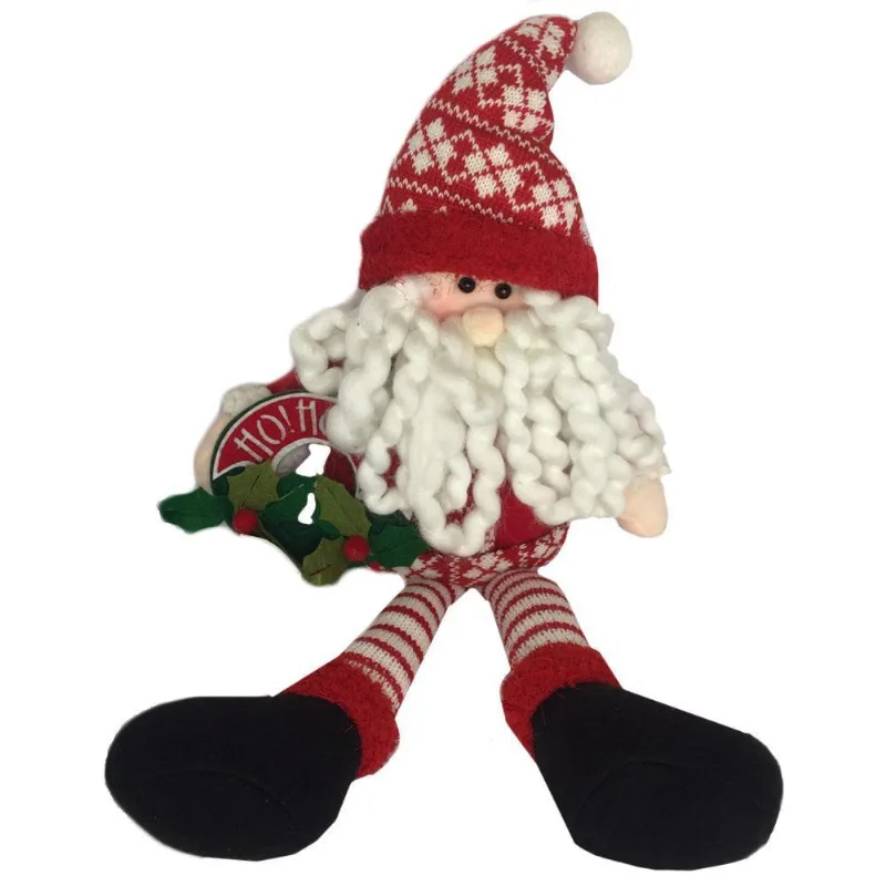 Enfeite Papai Noel Sentado Com Guirlanda 24Cm Natal