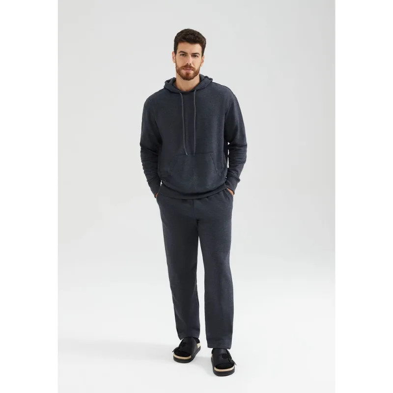 Calça Básica Masculina Reta Em Moletom Peluciado - Cinza G