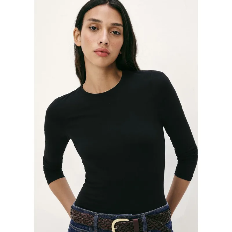 Blusa Básica Feminina Manga Longa Slim - Preto XXG