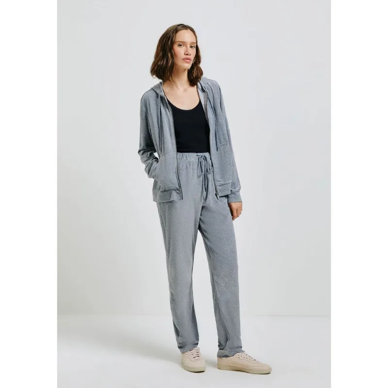 Calça Básica Feminina Cintura Média Em Plush - Cinza XXG