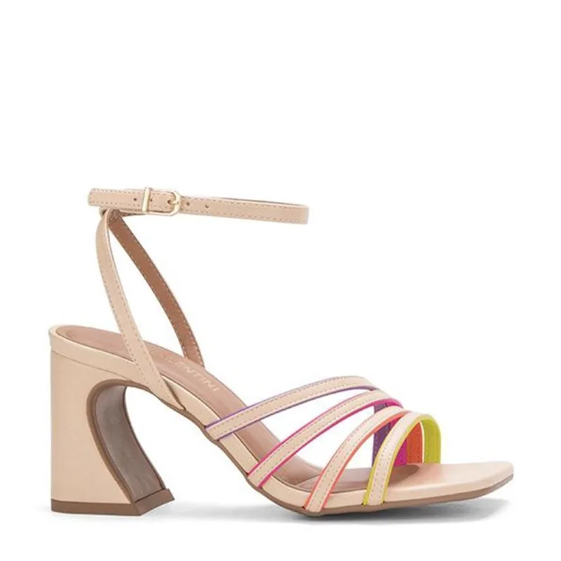 Sandália feminina di valentini 4784.08795 salto grosso geométrico com 7,5CM altura