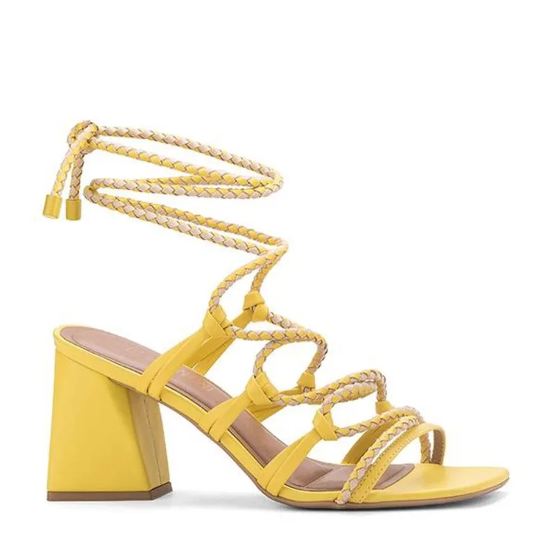 Sandália feminina di valentini 4742.08816 salto bloco 8CM em amarração