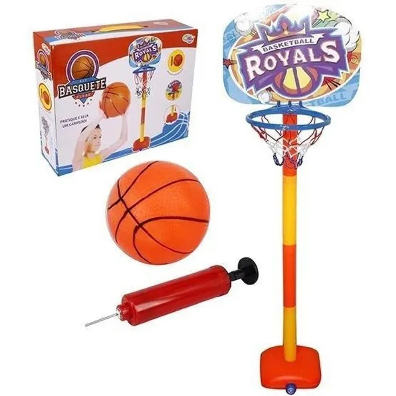 Cesta De Basquete Infantil Tabela Bola E Inflador Regulável