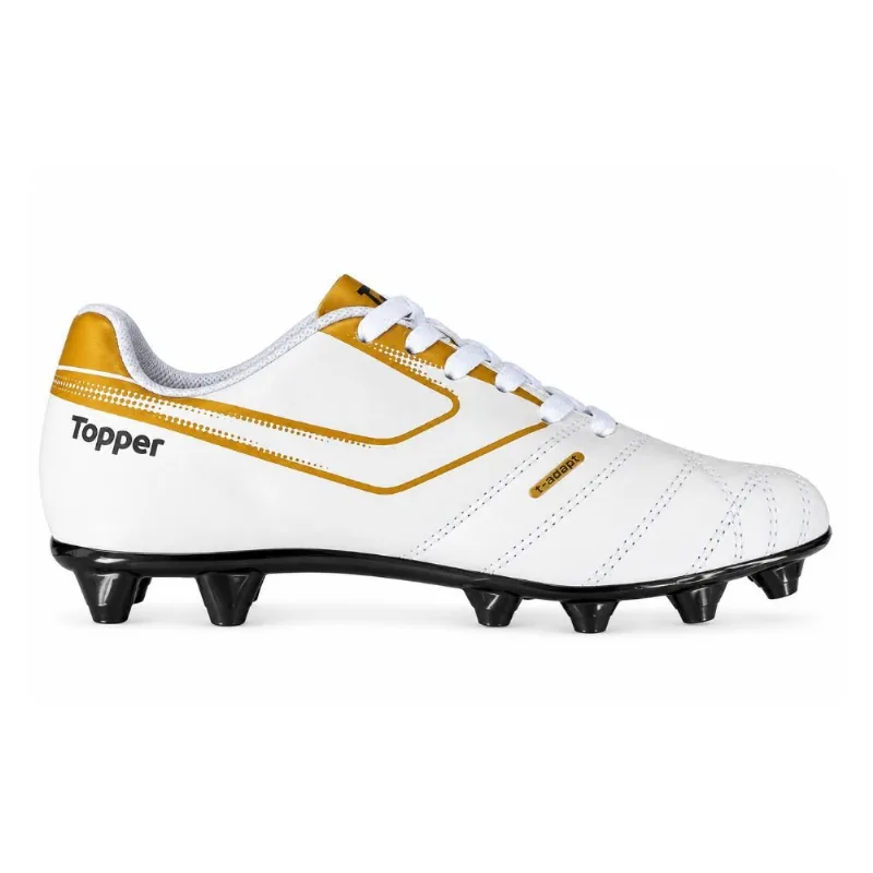 Chuteira Campo N°38 Topper Cup VIII Branco E Dourado (MP)