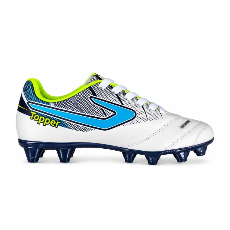 Chuteira Campo N°41 Topper Flame II Branco E Azul (MP)