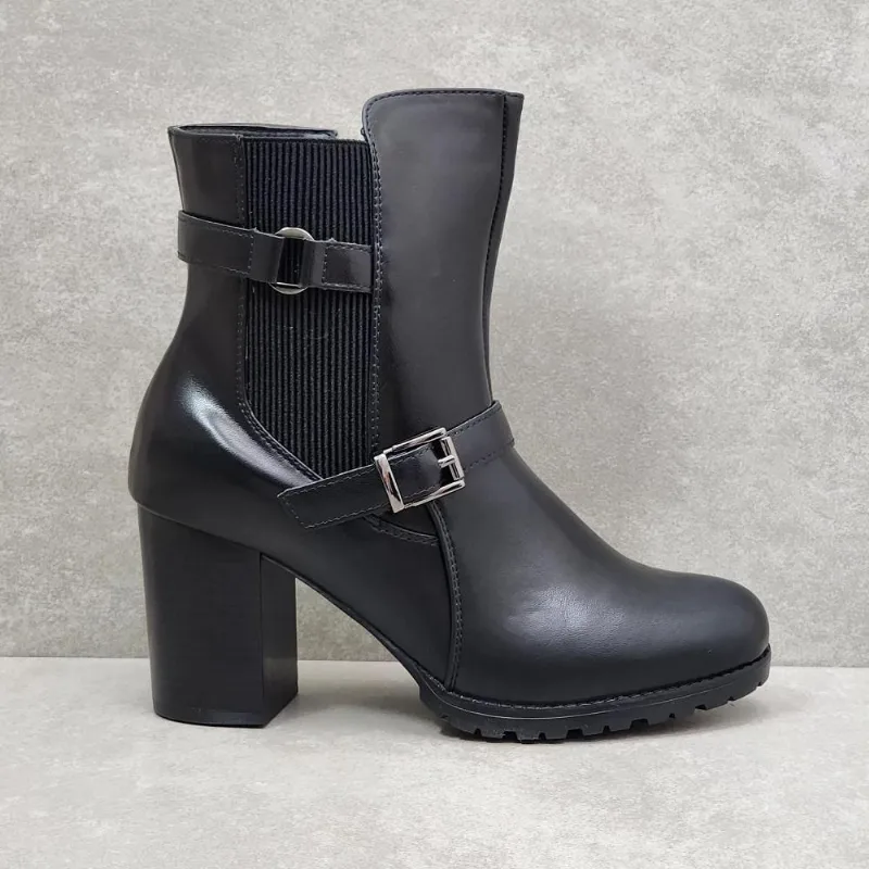 Bota Chelsea Feminina Mooncity Salto Grosso 73132 preto
