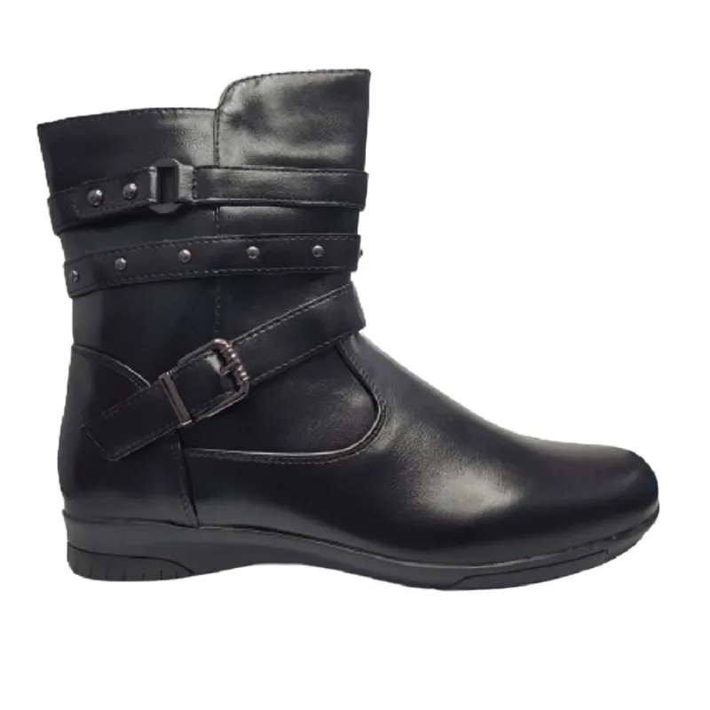 Bota Feminina Rasteira Mooncity Cano Curto 71142 preto