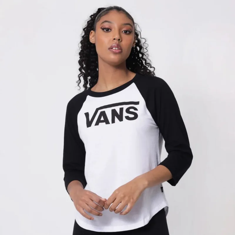 Camiseta Vans Wm Flying V 3/4 Raglan II White/Black VN0A3Z79YB2.G