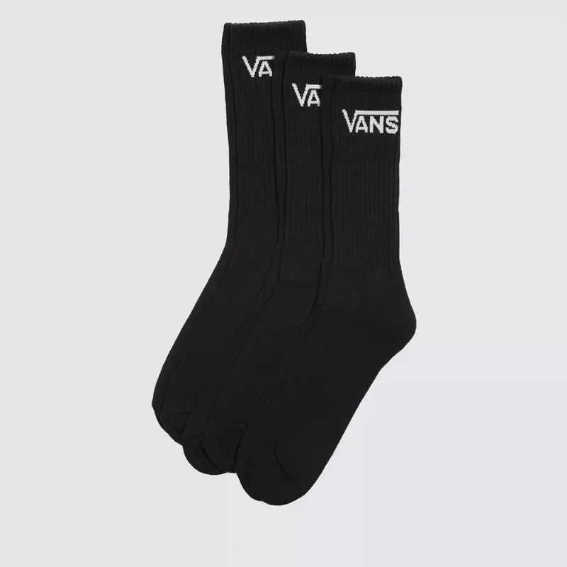Meia Vans Classic Crew Preto Kit 3 Pares V4602400030001.41-45