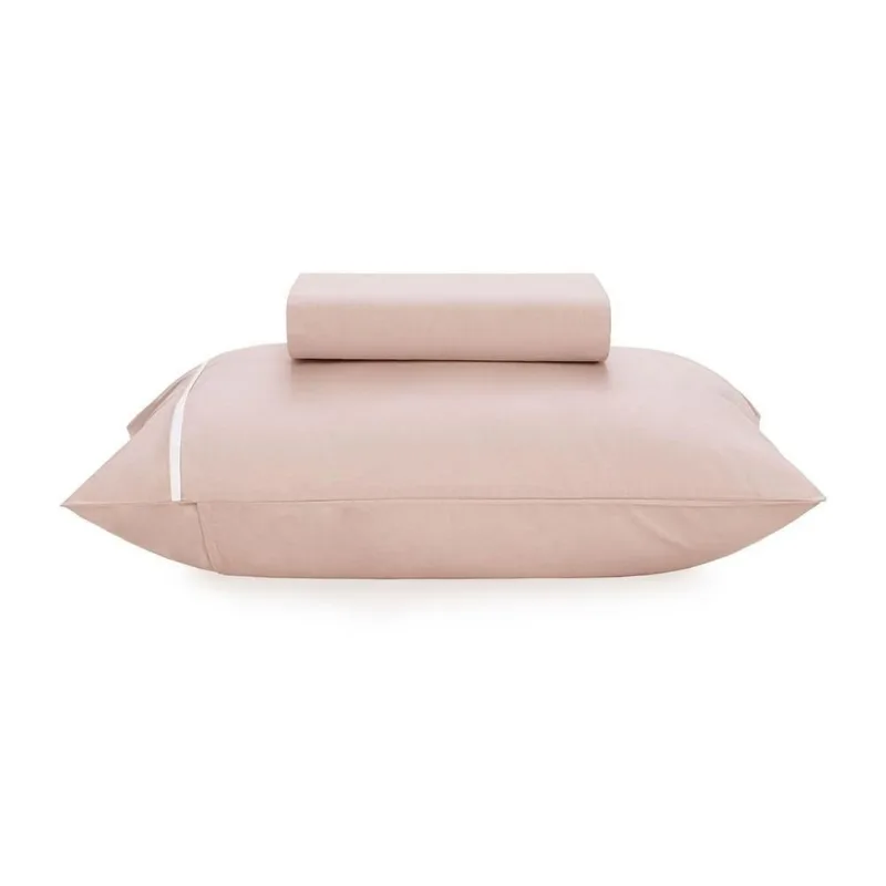 Jogo De Cama 2 Peças Solteiro Karsten Noah 160 Fios Branco E Rosa 100x200cm (MP)