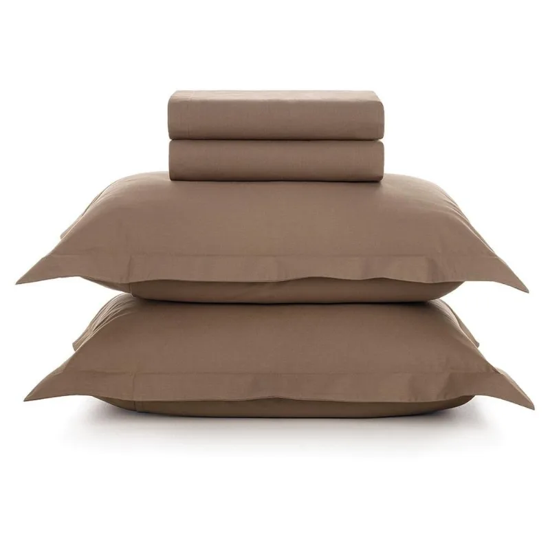 Jogo De Cama Queen 4 Peças Karsten Tom 200 Fios Mascavo 240x260cm (MP)