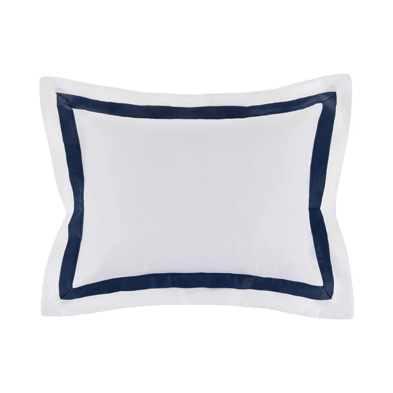 Almofada 300 Fios Vercelli Branco/Azul Siciliano