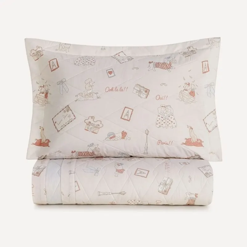 Colcha Com Porta Travesseiro 200 Fios Infantil Jolie - Karsten - Cama