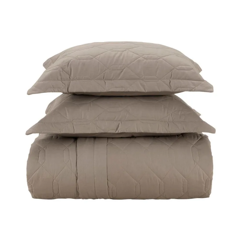 Cobre leito Liss Queen 100% Algodão Karsten Taupe 240x255 cm 3 Peças