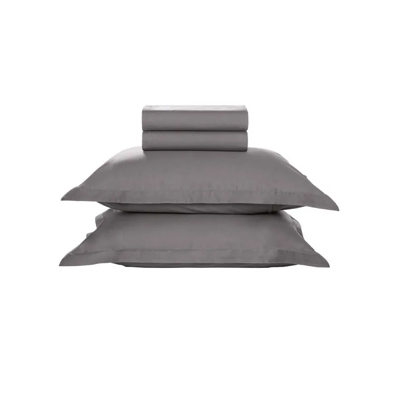Jogo de Cama Liss Casal 180 Fios Karsten 4 Peças Liso Grafite